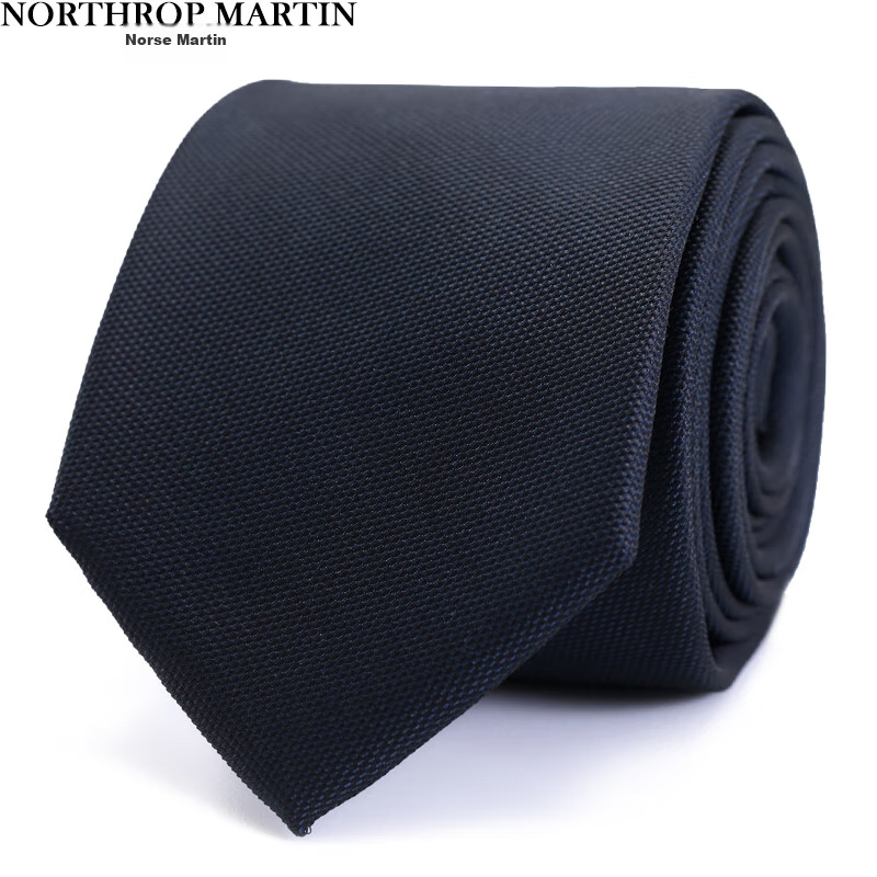 NORTHROP MARTIN High-Quality Necktie for Men, Business Suit, Groom's Wedding Tie, Hand-Tied, Campus Style, Black And Blue, Gift for Middle School Students