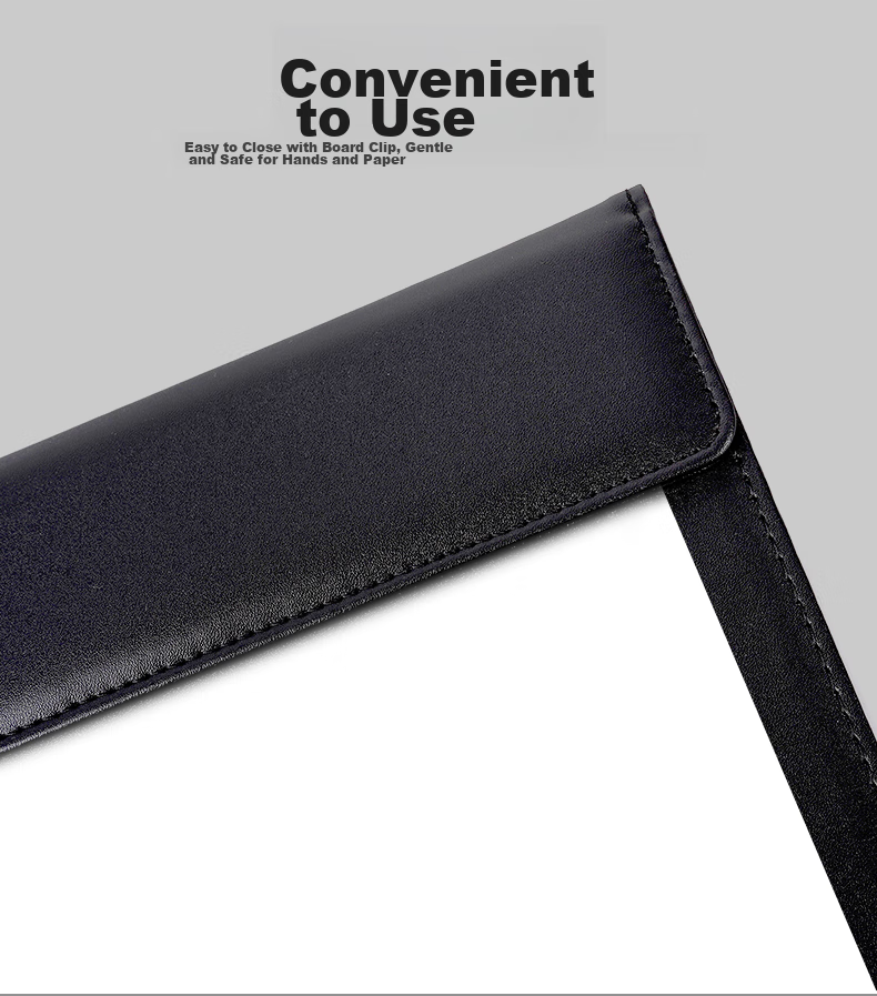 SIMAA A4 Magnetic Leather Conference Board Folder, Magnetic File Folder for Meetings And Business Writing, Report Folder Writing Pad Office Supplies with Pen Holder 8592 Black 4