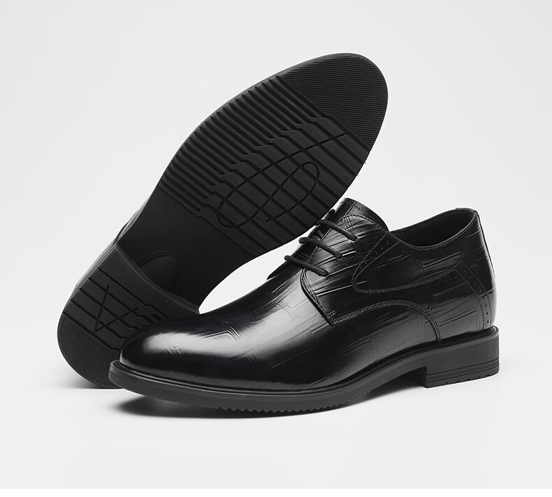 HLA Men's Leather Shoes, Business Formal Dress Shoes, Genuine Leather Footwear, HAAPXM2FAV172, Black, Size 44 41