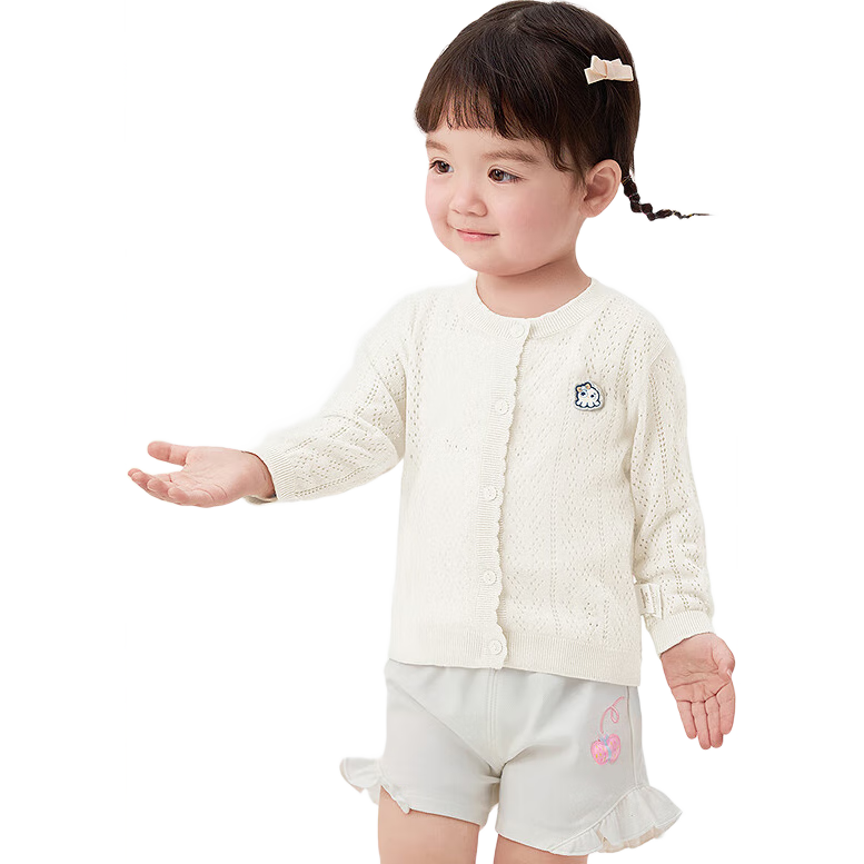 BALABALA Baby Cardigan Infant Knitwear Summer Girls Jacket 2025 Air Conditioning Shirt Skin-friendly Comfortable 209225103001