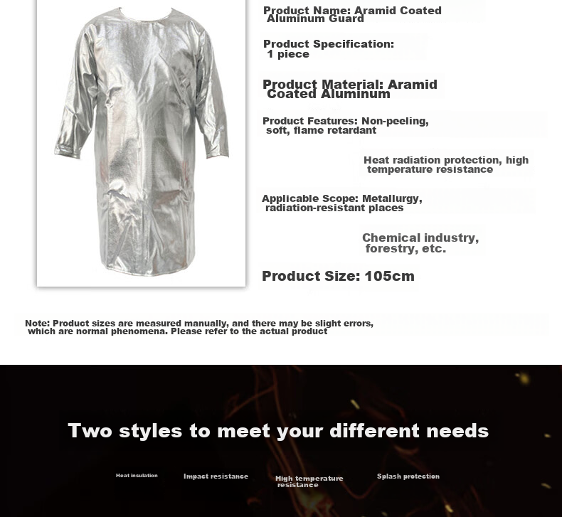 Shengfang High-Temperature Resistant Workwear, Fireproof And Heat-Resistant Apron, Aramid Reverse-Wear Coat, Insulating Flame-Retardant Protective Half-Body Suit 3