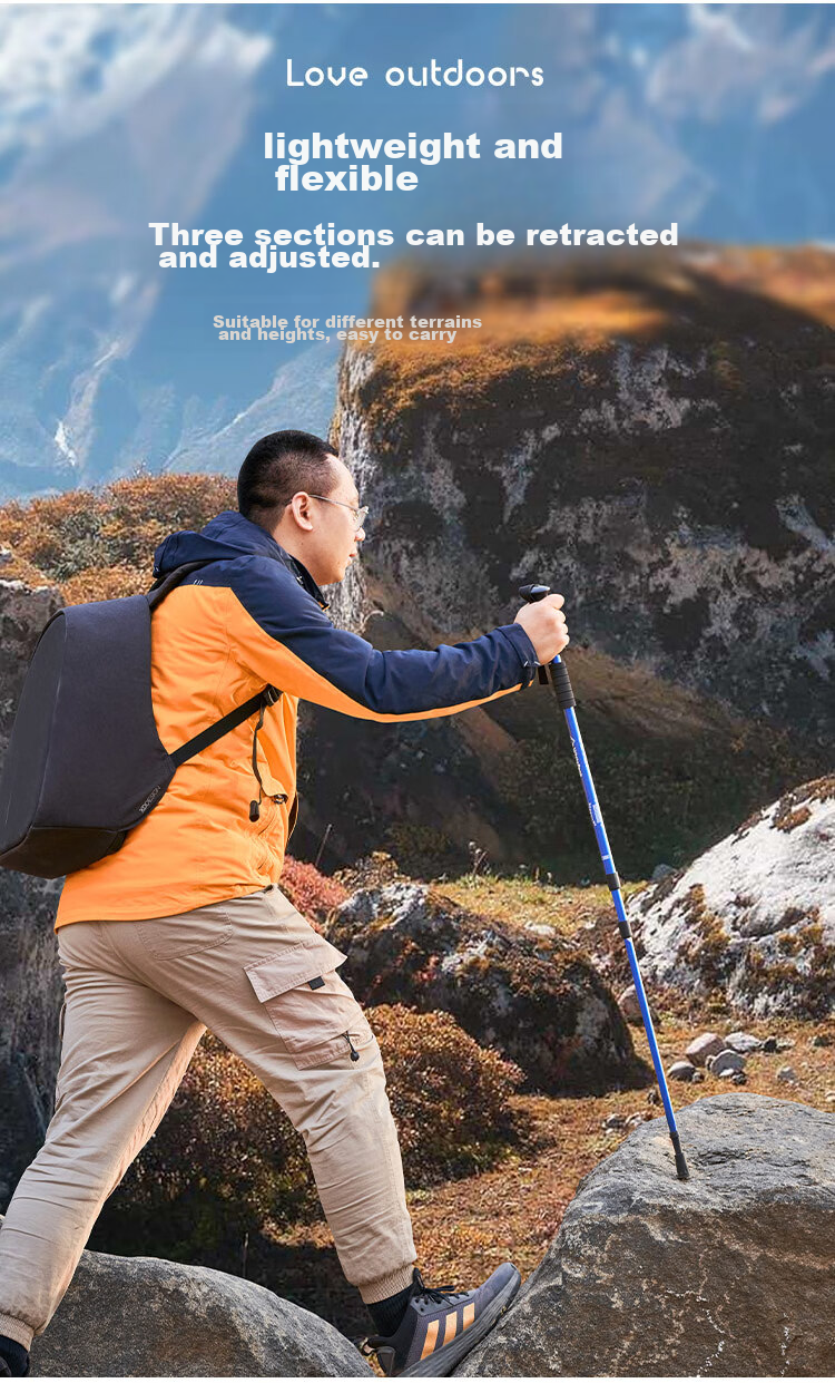 WhitePeak Trekking Pole, Folding Professional Outdoor Climbing Cane, Hiking Stick Equipment, Aluminum Alloy Ultra-Light Telescopic 5