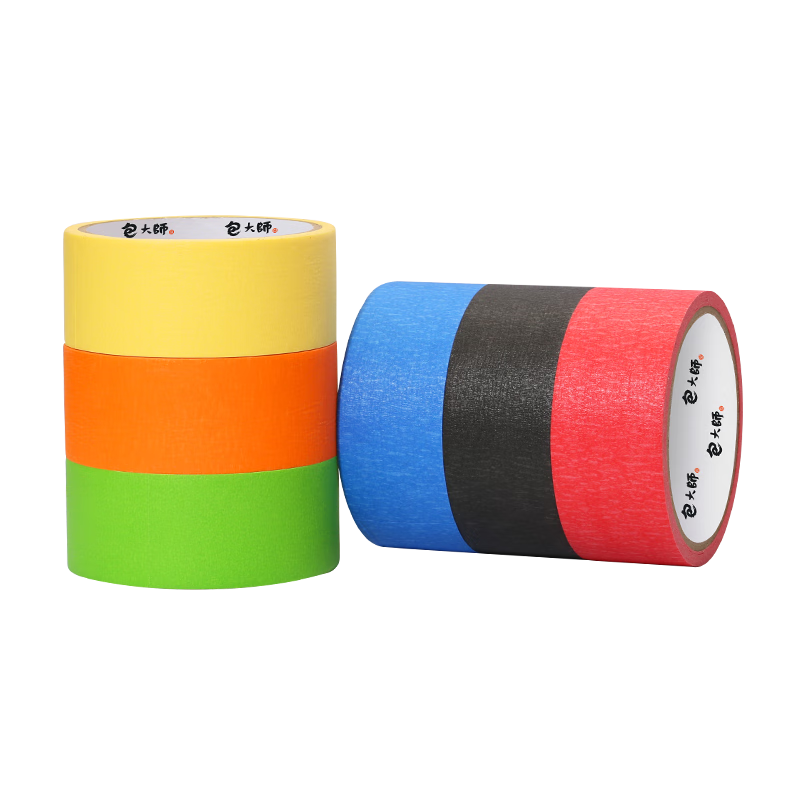 Master Package Multi-Color Masking Tape, 20mm*20m*6 Rolls/tube, Colored Hand-Tear Tape for Wedding Decoration, Base Layer Color Separation Tape