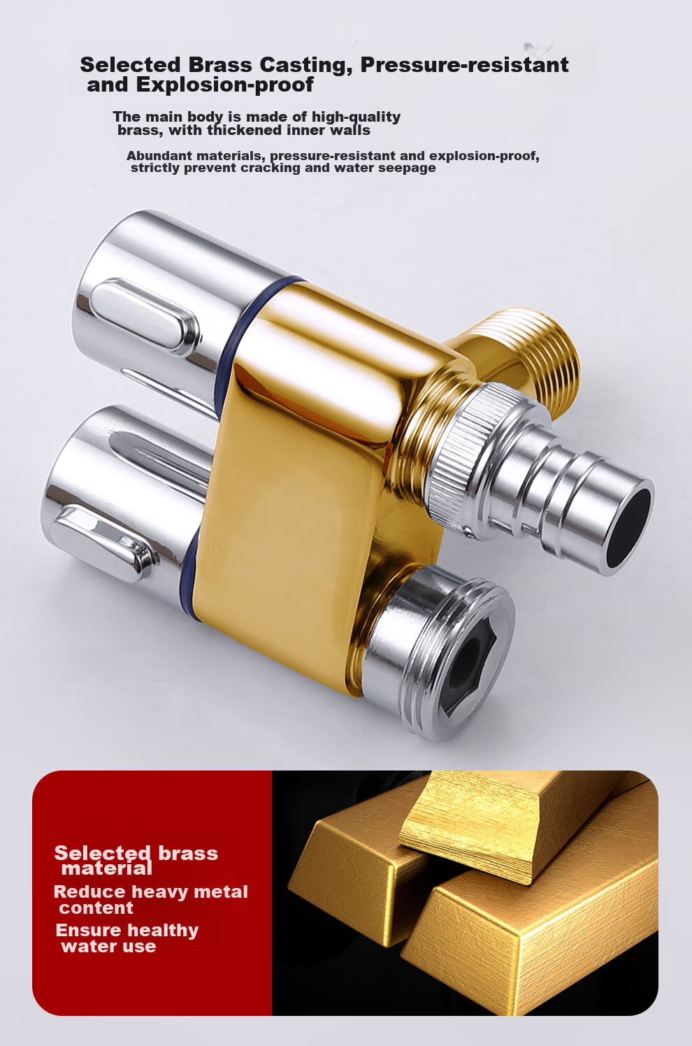 Larsd Angle Valve One-To Dual-Use Angle Valve, Triangular Valve, Eight-Shaped Valve, Washing Machine Faucet, One Inlet Two Outlets LX114T 9