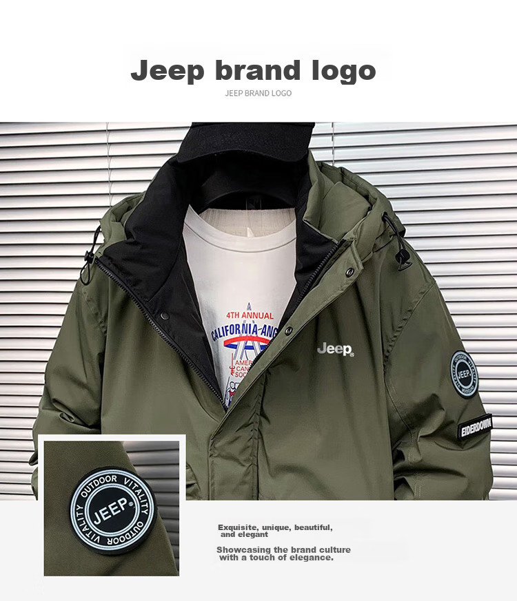 JEEP Men's down Jacket, Winter Warm Casual Workwear Coat, Trendy Menswear, Army Green, 2XL 5