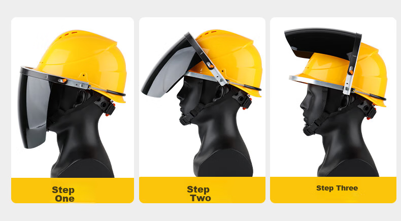 Geermu Safety Helmet with Face Shield for Construction Sites, GM793 Yellow, Worker Construction ABS Hard Hat, Breathable, Factory Direct Customizatio 11