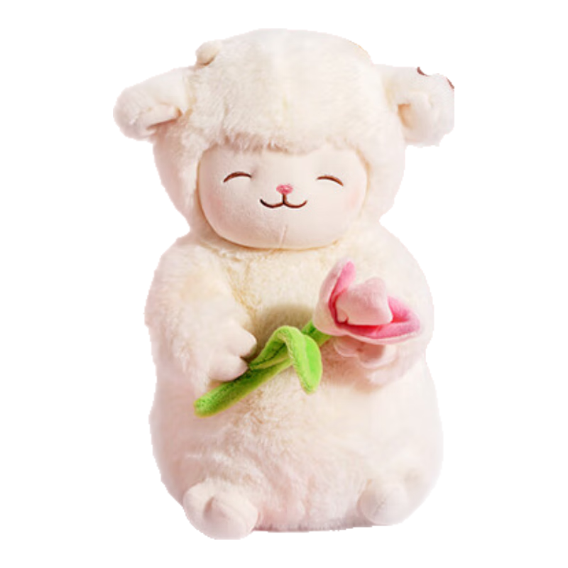 MINISO Yangmimia Series - Warm White Lamb Plush Doll Toy Stuffed Animal Pillow Birthday Gift for Women, Tulip Style