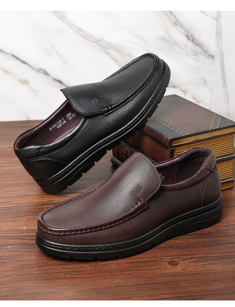 LAORENTOU Men's Leather Business Casual Slip-On Shoes Durable Comfortable Black 38 87201760 17