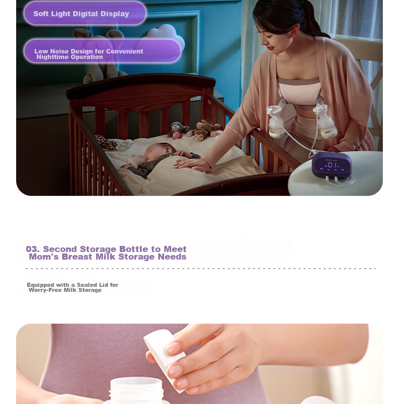 AVENT Philips AVENT Single And Double-Sided Fully Automatic Breast Pump, Portable, Quiet, Painless Massage, Electric Milk Extractor 16