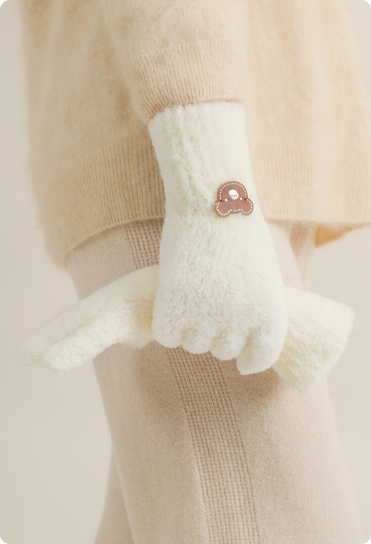 JIUMU Tuscany Wool Warm Gloves for Women, Winter Thickened Cold-Proof Knitted Woolen Gloves 13