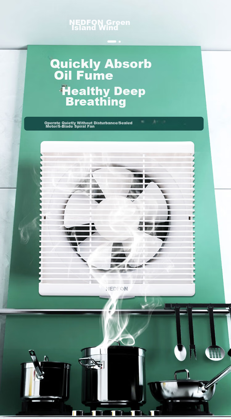 Nedfon APB20-4 Exhaust Fan, Bathroom Window-Mounted Wall Fan, Smoke Extractor, Ventilation Fan, Air Exchanger, Square Opening 2