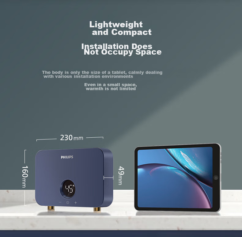 PHILIPS Instant Mini Kitchen Treasure Electric Water Heater MINI Blue, 5500W Stepless Frequency Conversion, Instant Heating, Smart Constant Temperature, Household Kitchen Hot Water Treasure, Subsidy 15%, AWH1053 5