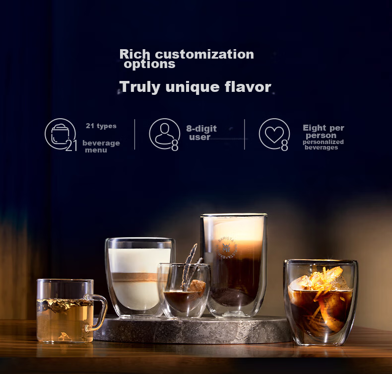 WMF Coffee Machine 650, Home Fully Automatic Coffee Maker, Imported, 48 Menu Options, One-Button Auto Cleaning, Futenbao Office Coffee Machine 6