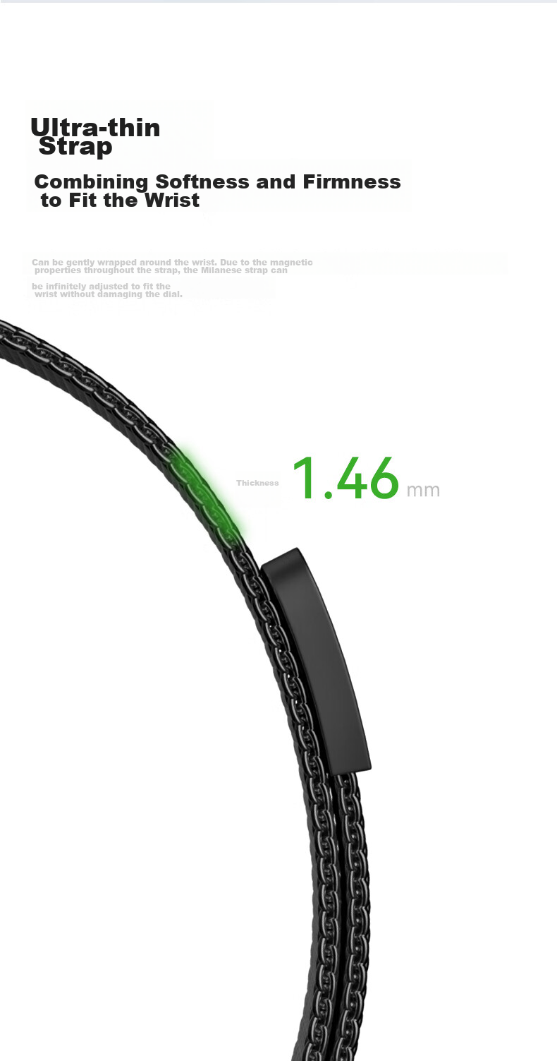 CangHua Compatible with Redmi Watch 3 Strap, Redmi Watch 3 Strap, Sports Edition Watch Strap, Milanese Metal Stainless Steel Replacement Wristband, Black 7