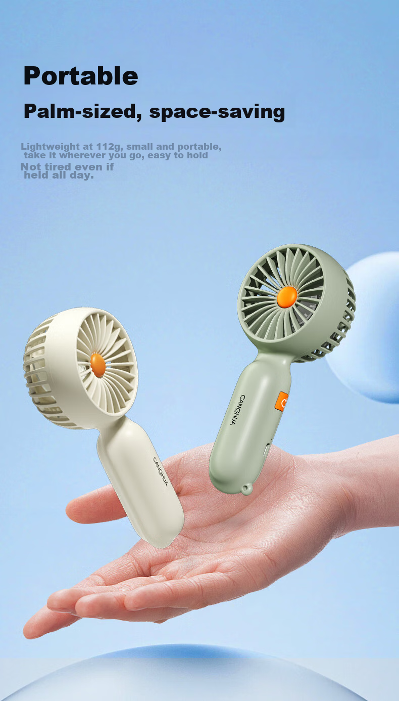CangHua Handheld Mini Fan, Powerful Long-Lasting Battery Portable Rechargeable Fan, Quiet Compact Personal Fan for Students Children Babies Outdoor Electric Handheld Fan, Gree 13