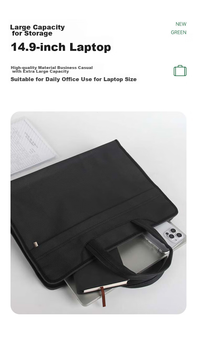 TANGO Thickened 3D Office Handbag, Conference Briefcase, Document Bag, Laptop Briefcase, Business Zipper Bag LH6605 Black 3C Digital Full Mesh Low Price 3