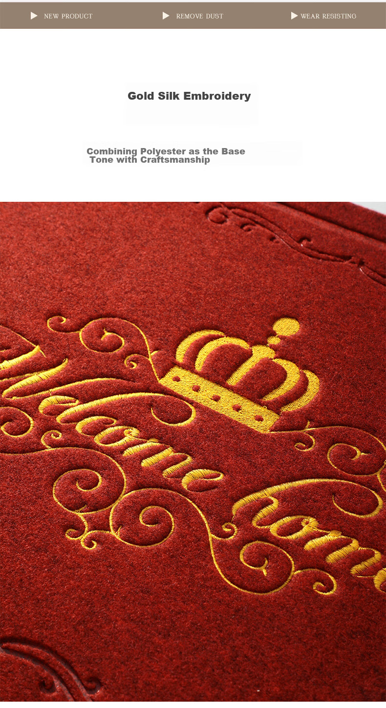 Huaxu Entrance Mat, Doorway Doormat, Front Door Foot Mat, Festive Non-Slip Mat, Red, 60*90 3