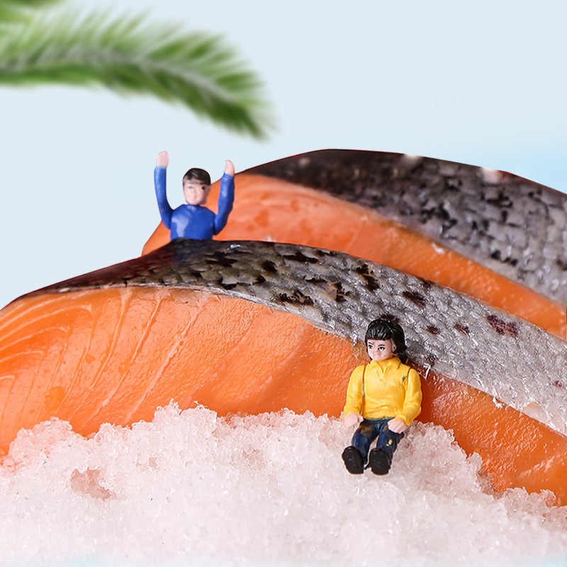 蓝雪冷冻海鲜黄金组合150g宝宝儿童装银鳕北极鳕三文鱼去刺海鲜水产