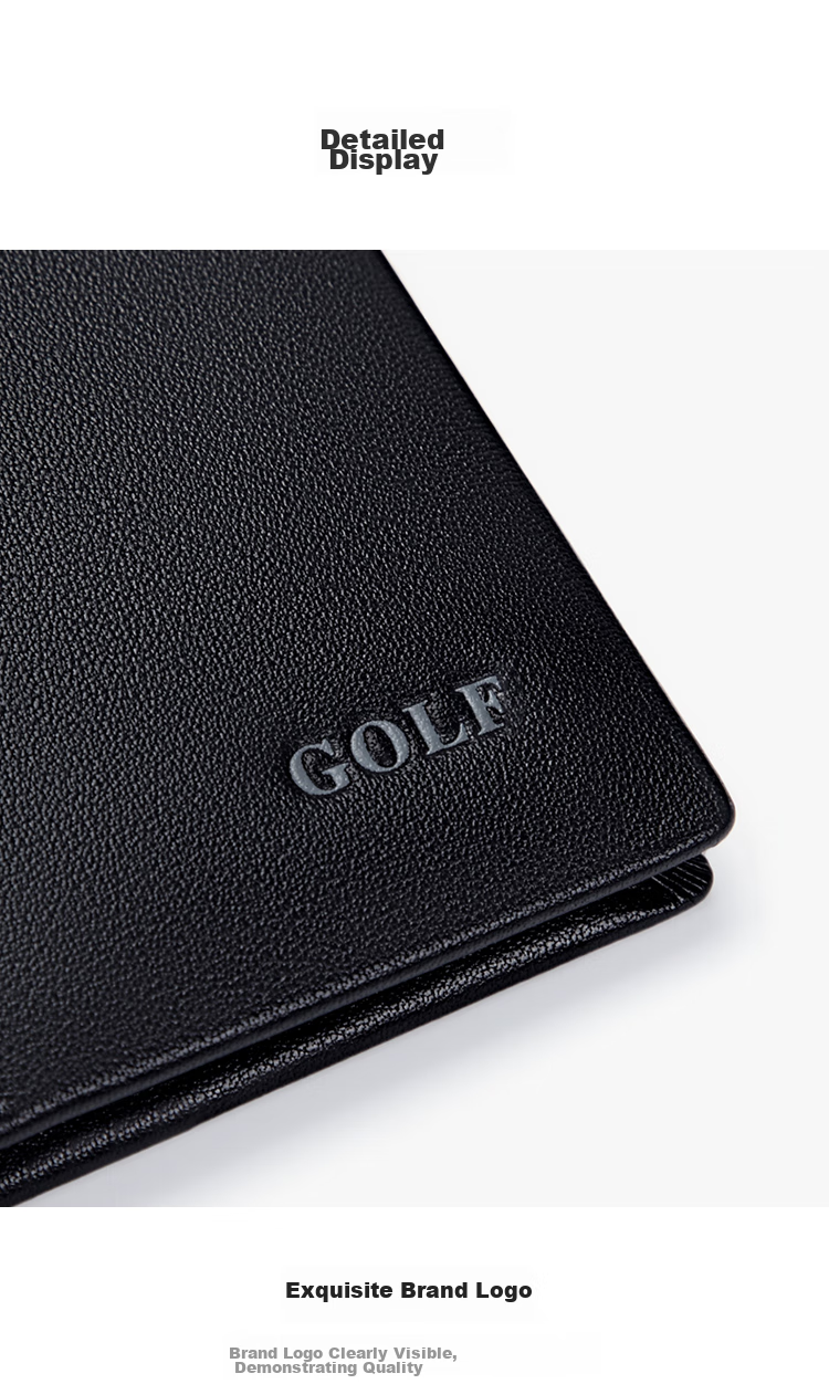 GOLF Men's Wallet, Top-Grain Leather, Long Style, Multiple Card Slots, Slim Casual Leather Wallet, Bill Holder, Gift Box Packaging 19