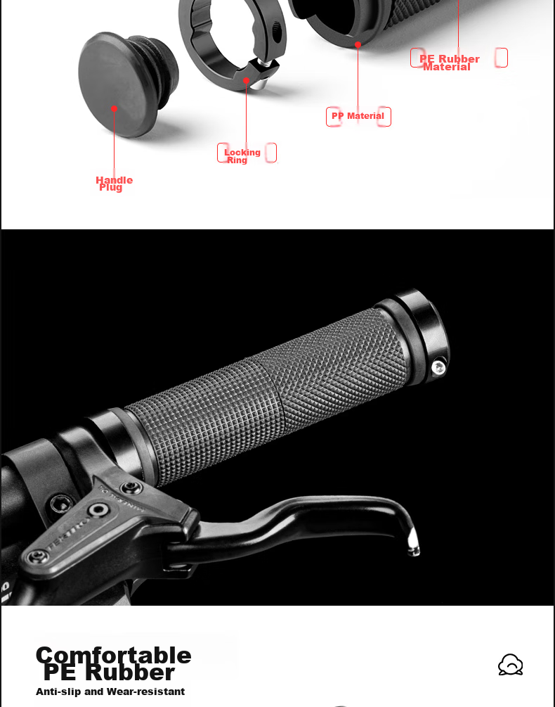 Move Iron Mountain Bike Handlebar Cover, Bicycle Grip Cover, Aluminum Alloy Lock Handlebar, Bicycle Equipment Accessory, Handlebar, Black 3