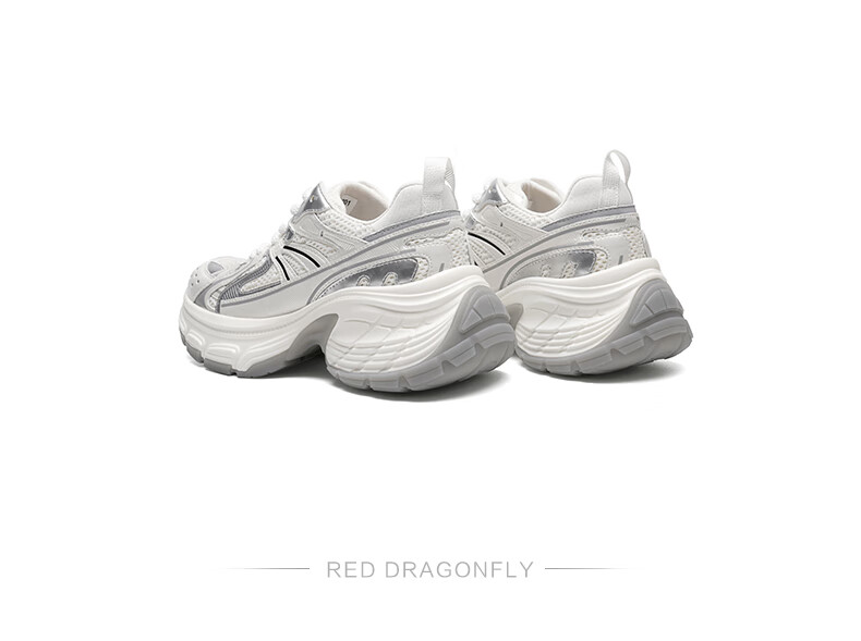 RED DRAGONFLY Women's Shoes Spring And Autumn Mesh Dad Shoes Thick-Soled Heightening Breathable Sports Casual Shoes WLB24720 Beige Size 38 2