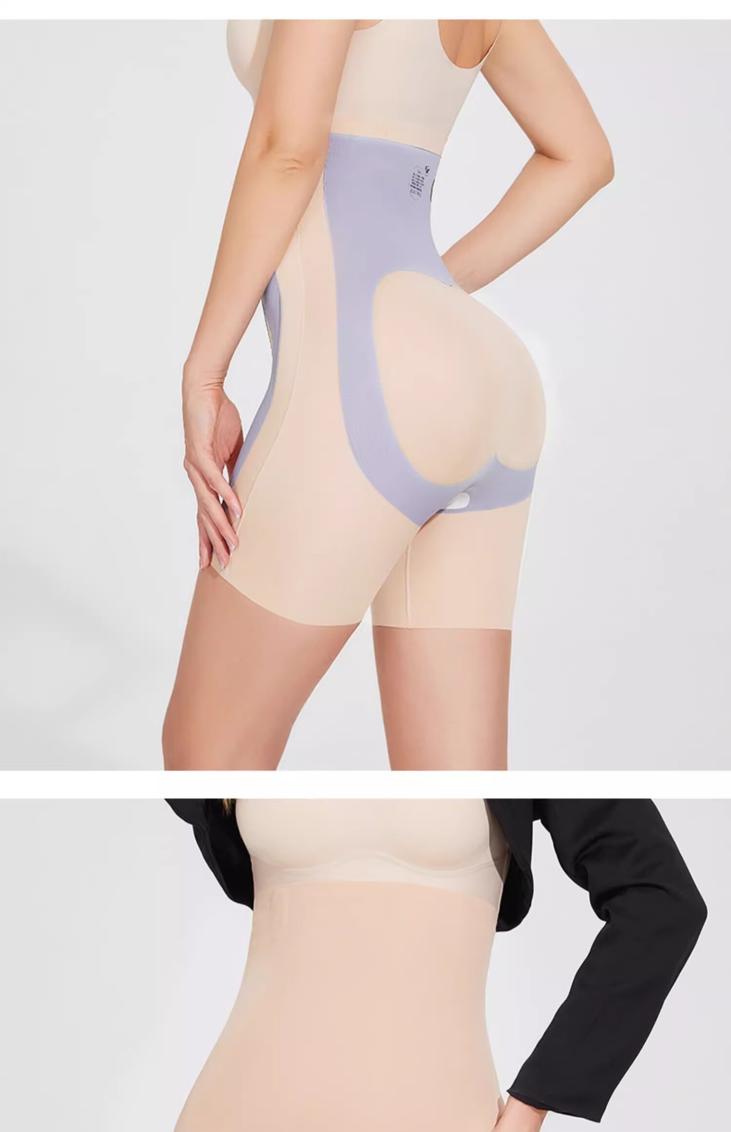 Caramella Tummy Control Shaping Suspender Shorts, Butt-Lifting Waist-Cinching Seamless High-Waist Slimming Body-Shaping Underwear for Women, Black S 18
