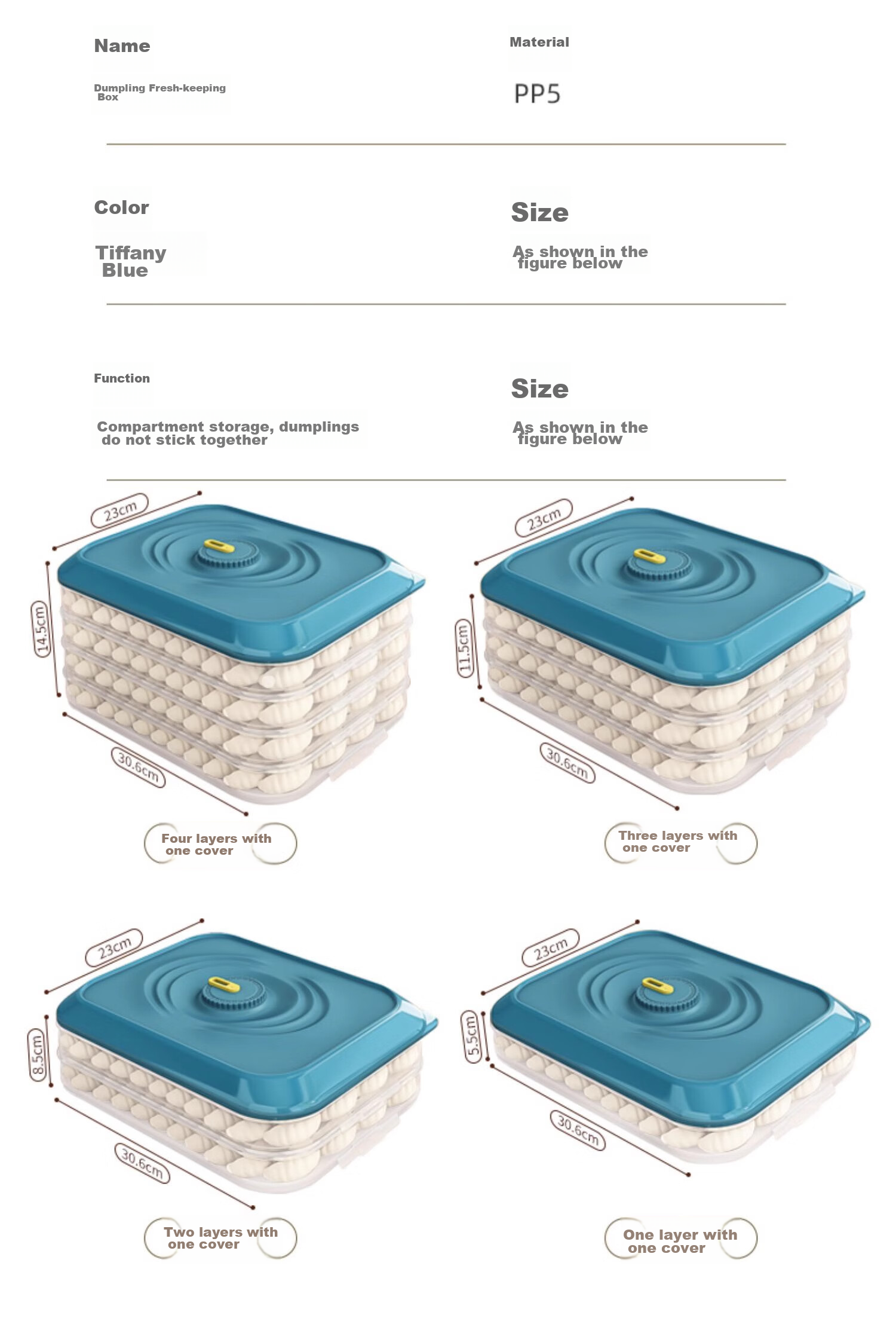 Jiadu Dumpling Storage Box, Refrigerator Freezer Container, Food-Grade Frozen Box, Kitchen Egg Noodle Sealed Fresh-Keeping Box 6