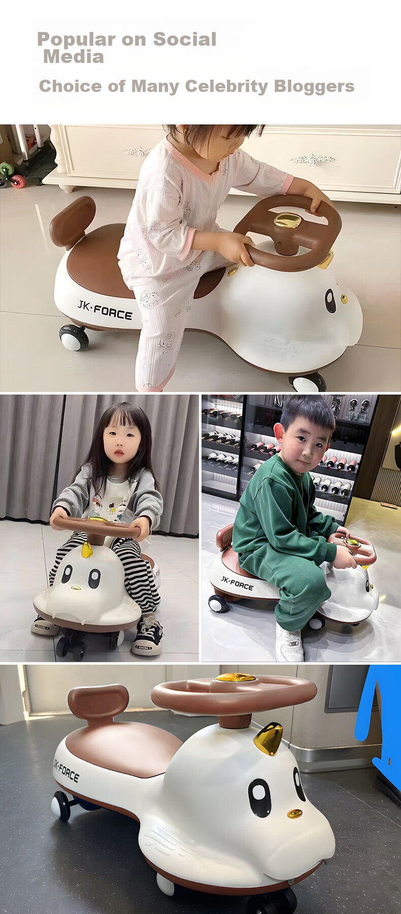 DEERC Twist Car for Children Aged 1-3 Anti-Rollover Ride-On Toy, Baby Balance Bike, Early Education Toy, Birthday Gift 1