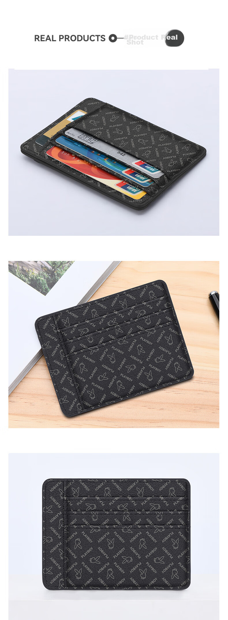 PLAYBOY Card Holder, Portable Men's Card Case, Coin Purse for Women, Slim Business Card Holder, ID Card Wallet, Multi-Slot Bank Card Holder 6