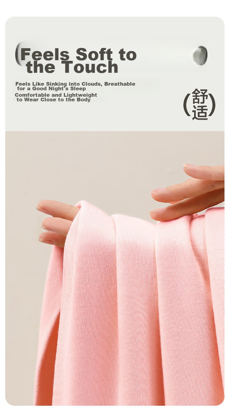 Hodo Women's Pure Cotton Thermal Underwear, Comfortable Soft Elastic Breathable Single Autumn Pants, Cherry Blossom Pink 6