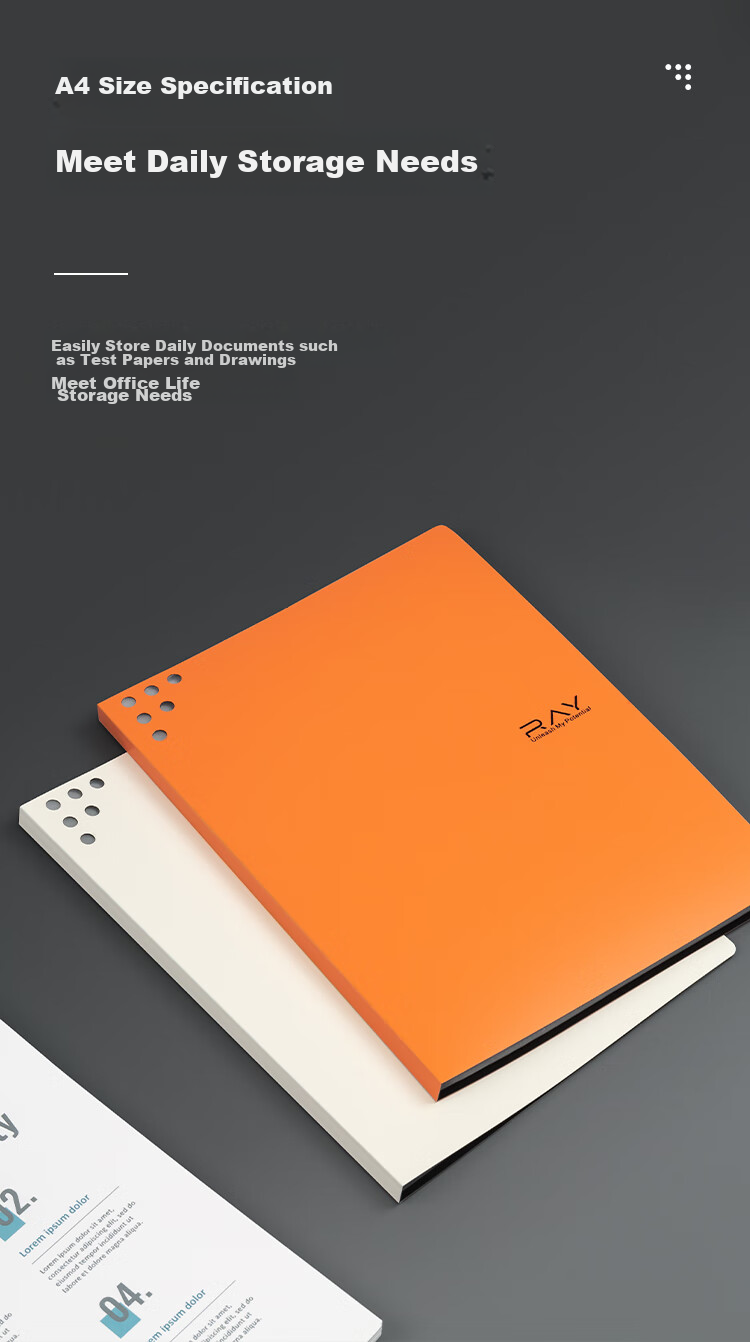COMIX Document Folder, A4 Size, 20 Pages, Color File Organizer, Loose-Leaf Pocket Folder, Office And Student Supplies, RAY A6112, Orange 5