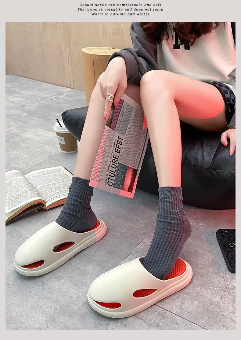 Langsha Slippers, Men's Outdoor Wear, Comfortable Slip-On Shoes, Women's Home Couple Style, Bathroom Closed-Toe Sandals, EVA Beach Sandals 15