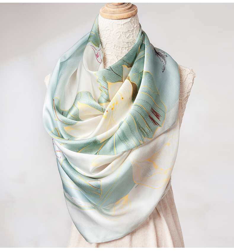 Zhijinlou 100% Mulberry Silk Printed Scarf for Women Traditional Chinese Style Sun Protection Decorative Shawl Birthday Gift 7