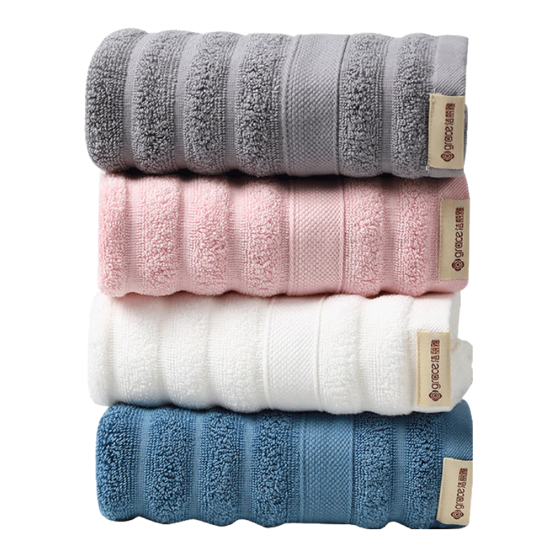 Grace Towels Set of 4 A-Grade Long-Staple Cotton Soft Pure Cotton Absorbent Thickened Large Face Towels for Home, Bath, and Sports, Unisex