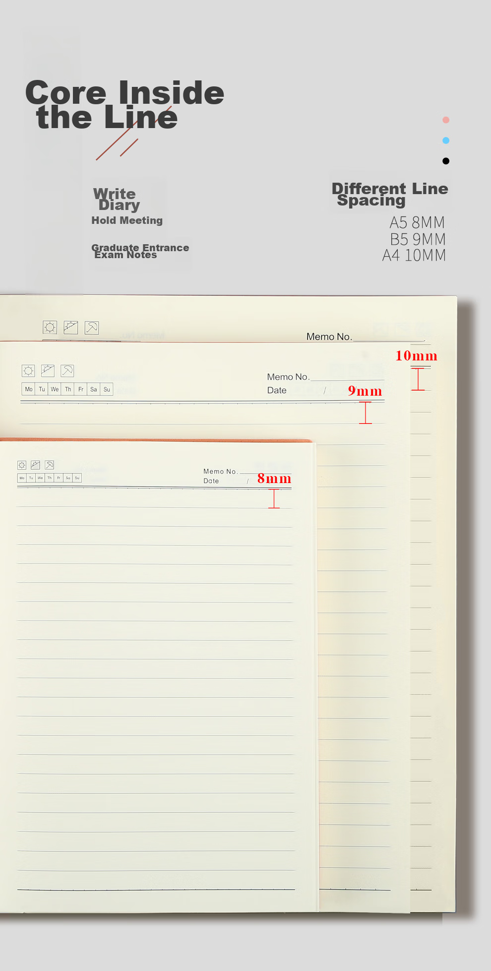 Jiaranheng Business Minimalist Notebook, A5 Extra Thick, 416 Pages, Journal, Stationery, Student Review Diary, Office Log Book, Meeting Record Book, Customizable, Blue-Gray Color 9