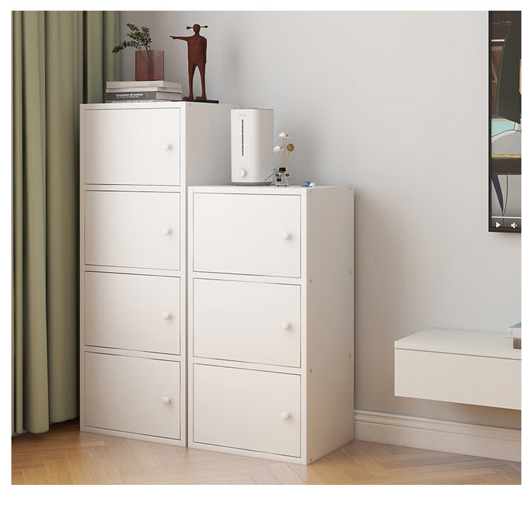 Yameile Floor-Standing Simple Bookshelf with Doors, Bedroom Study Balcony Bay Window Storage Cabinet, Three-Door 5