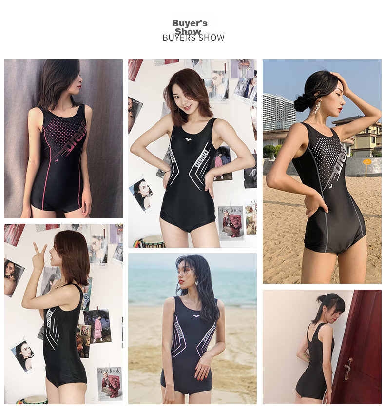 Arena One-Piece Swimsuit for Women, Square Leg Design, Professional Competitive Training Swimwear, Slimming And Tummy Control, High-End Look 14