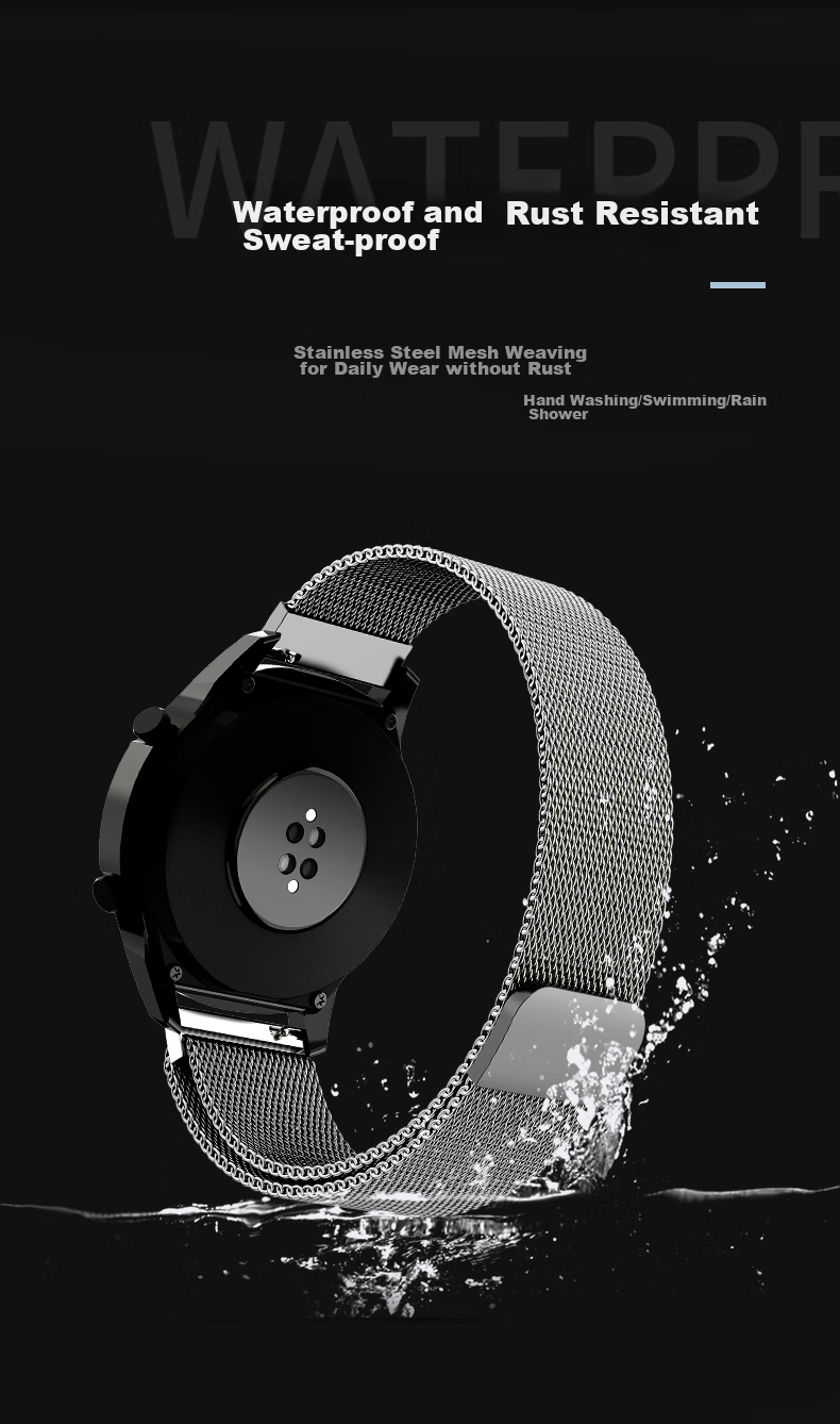 Mashi Compatible with Huawei Watch Bands for Watch5/4/3/GT7/GT6/5/gt4/Pro/Honor Magic2/OPPO X Milanese Magnetic Waterproof Sports Wristband 7