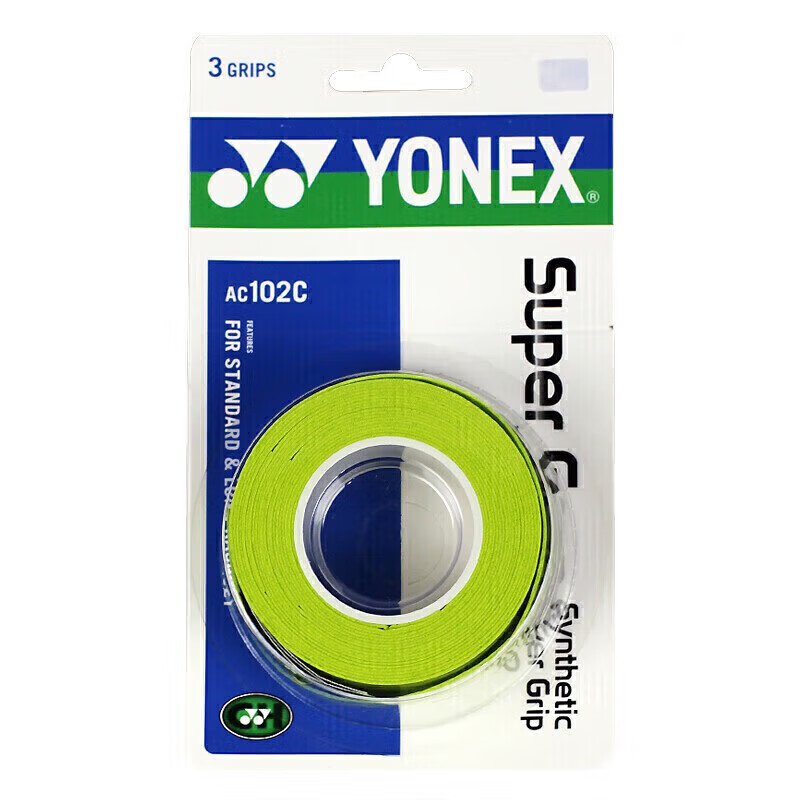 YONEX Badminton Grip Tape, Sports Sweat-Absorbing Band, Handle Grip Tape AC-102C Lemon Green, Pack of Three