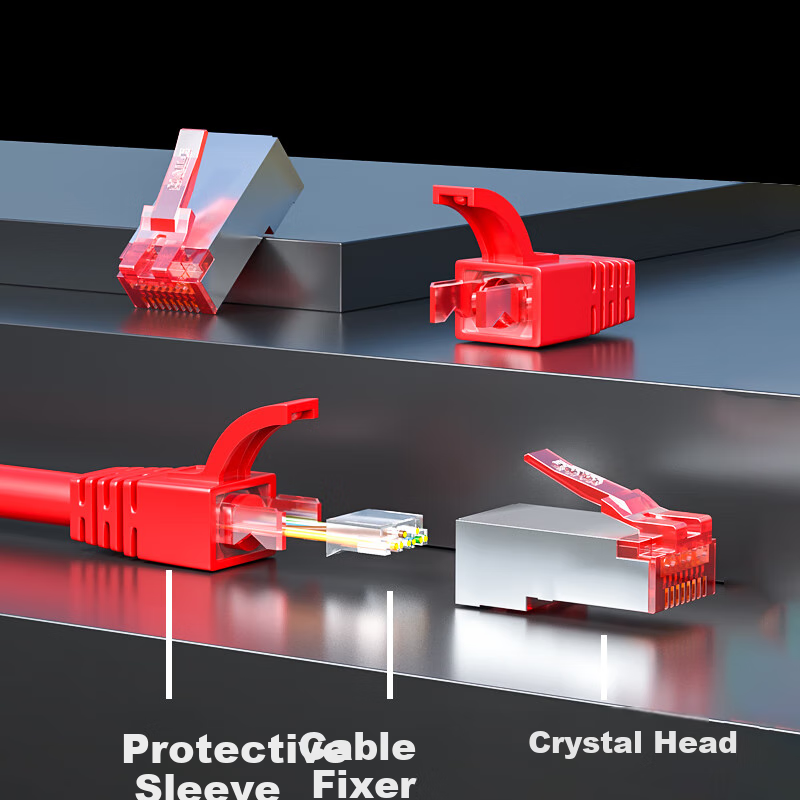 HAILE, Internal And External Network Converter Dedicated Network Shielding Network Irregular Crystal Head, HP-517(Red A), 100 Pieces/box
