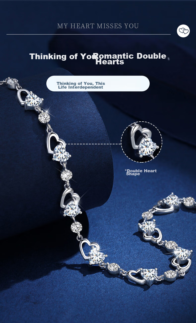 GLTEN Swarovski Zirconia Ocean Heart Silver Bracelet for Women, New Jewelry Design, Birthday Gift, Anniversary Present for Girlfriend Or Wife 4