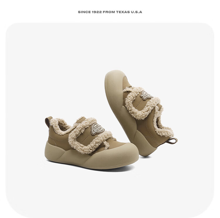 Dickies Children's Cotton Shoes, Winter Fleece-Lined Warm Wear-Resistant Casual Shoes, Kids' Flat Shoes, Trendy Shoes for Girls, Dexun Shoes 17