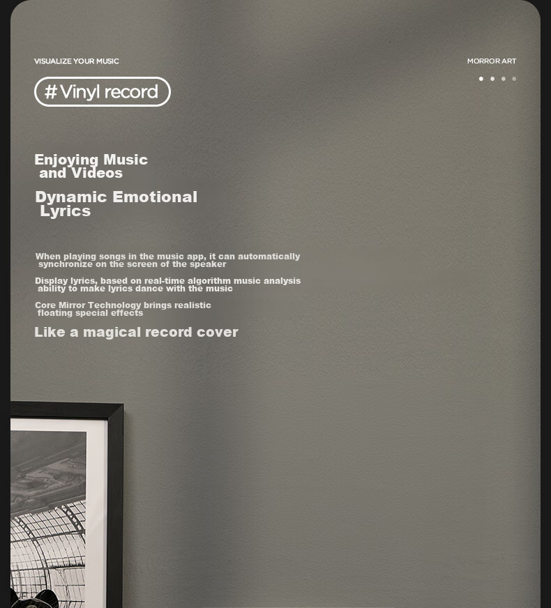 MORRORART Muna M2 Desktop Song Lyrics Speaker with Floating Subtitles, Vinyl Record, Wireless Bluetooth Speaker, Smart Home Birthday Gift, Subsidy, Electronic Digital Photo Frame 6