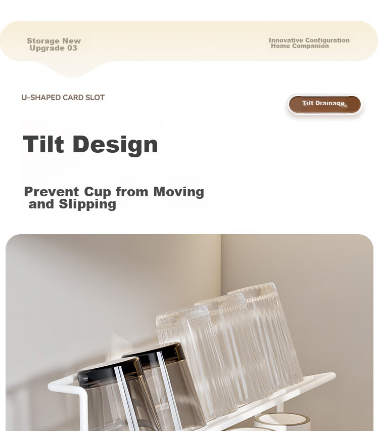 Shengxitao Cup Holder, Kitchen Draining Storage Rack, Multifunctional Double-Layer Water Cup And Tea Set Storage Shelf, Draining Tray, Home Countertop Cup Rack 11