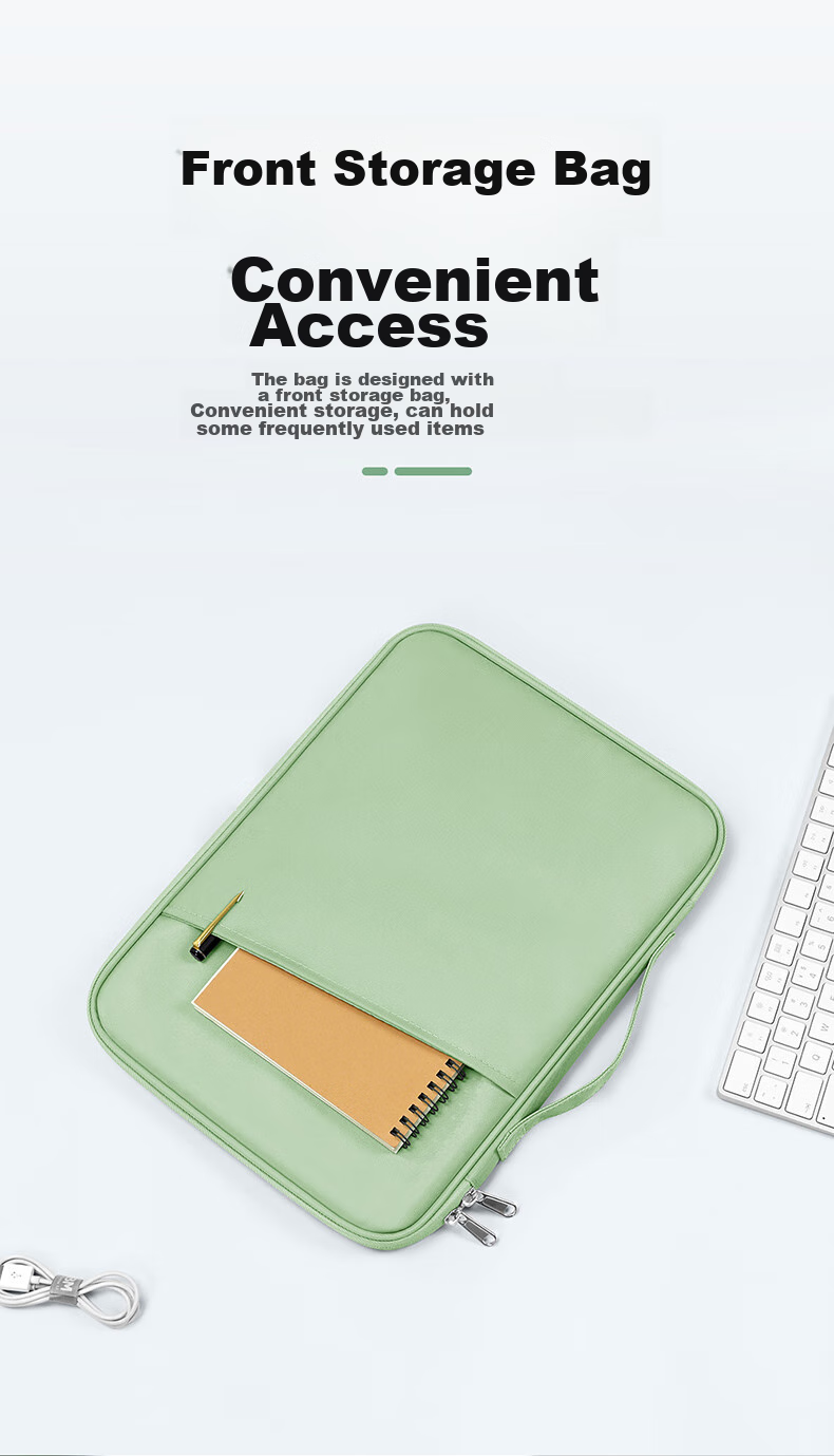 JPLAYER Tablet Storage Bag, 13-Inch Shockproof Protective Case, Handbag Suitable for IPad Pro/Huawei MatePad Pro 12.6/Lenovo Xiaoxin/Xiaomi, Fresh Gree 5