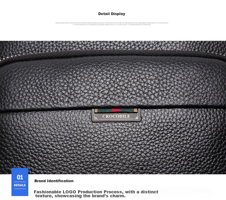CROCODILE Youth Top-Grain Leather Fashion Shoulder Bag, Men's Vertical Casual Crossbody Bag, Gift for Boyfriend, TB050 14