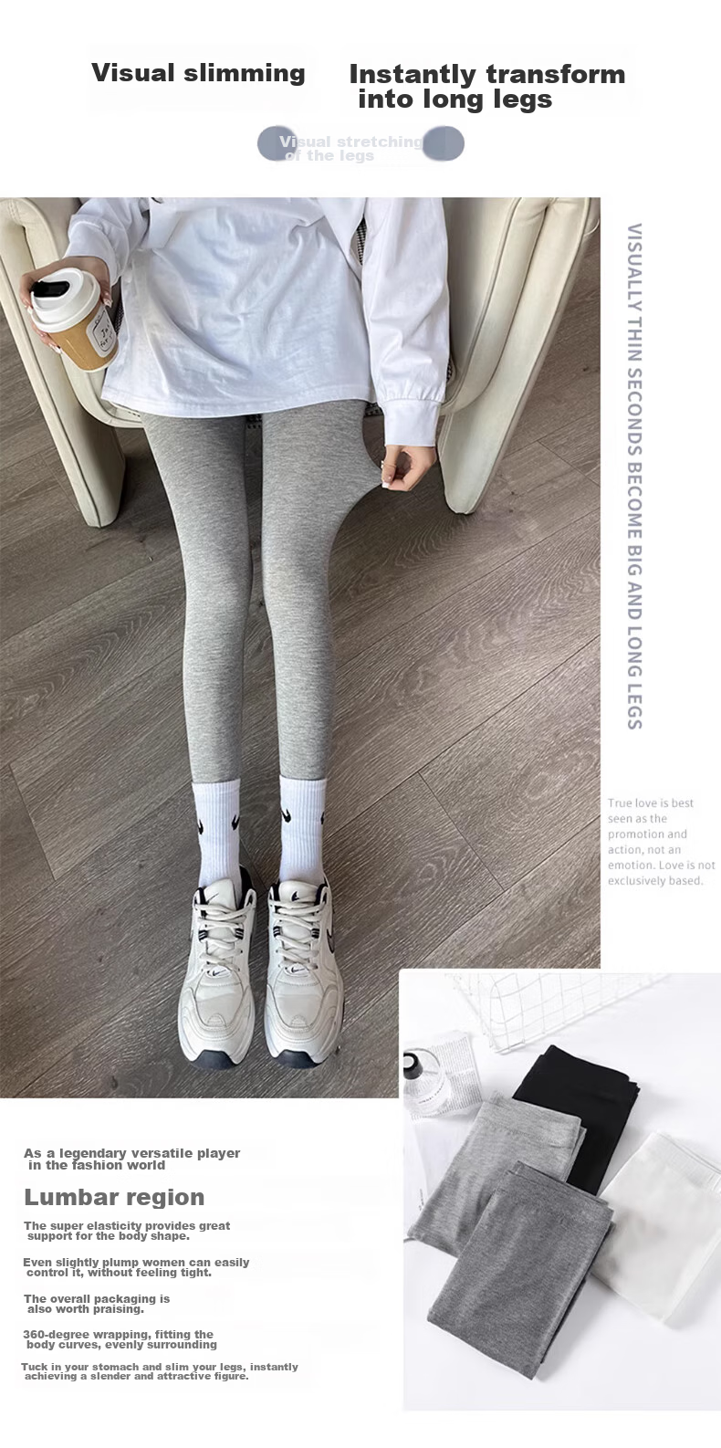 LangSha Modal Leggings for Women, Spring And Autumn Wear, Nine-Tenths Thin Yoga Pants, Black Slim-Fit Elastic Skinny Pants 4