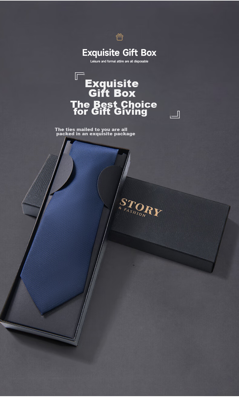 GLO-STORY Zipper Tie, Mid-Autumn Festival Gift, 8cm Men's Business Formal Trendy Tie, Gift Box Packaging, Red 7