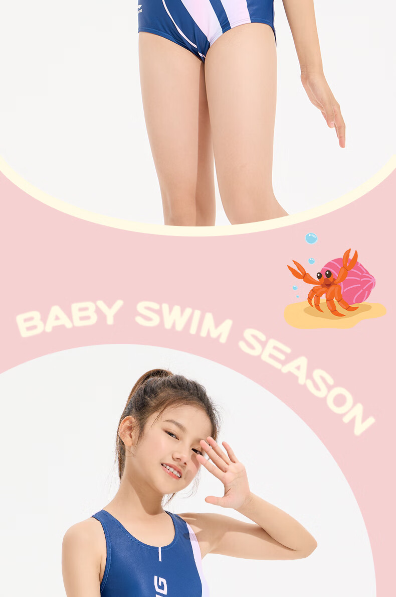 Li-Ning Children's Swimsuit, Girls' One-Piece Triangle Training Swimwear, Sports Competitive Quick-Dry Swimwear 010, Navy Blue, Size 120 11