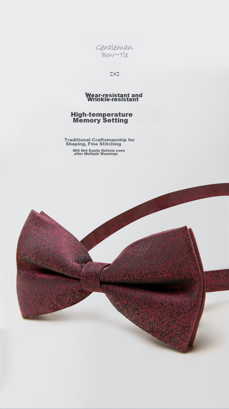 Luomeng Bow Tie for Men, Wedding Groom And Groomsmen, Suit Shirt, Wine Red Color, Wine Red, 12*6cm 4